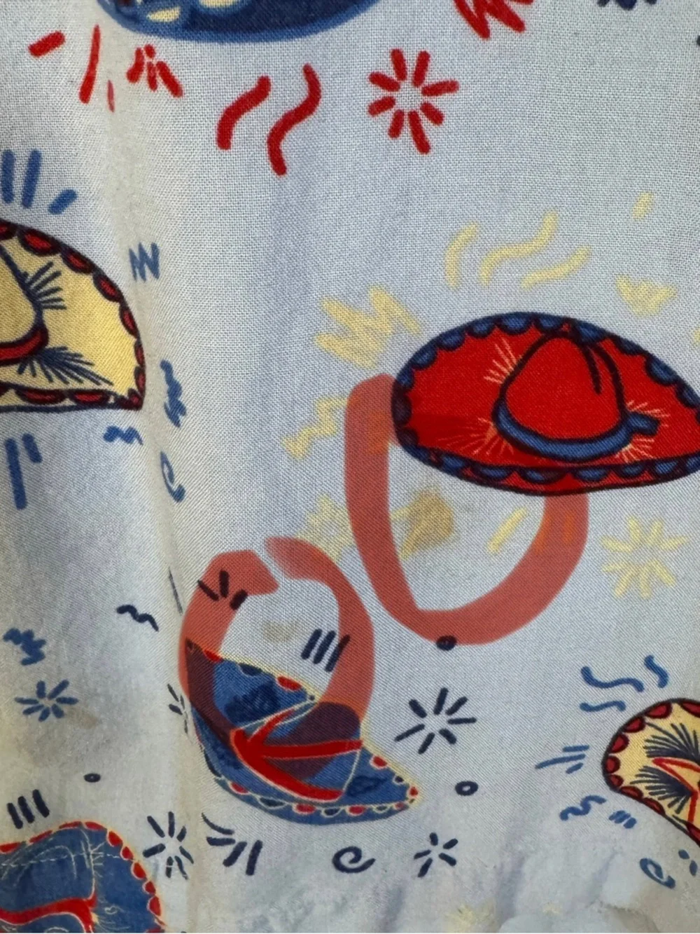 Rowdy Gentleman Men Blue Western Hat Print Short Sleeve Button Shirt Medium
